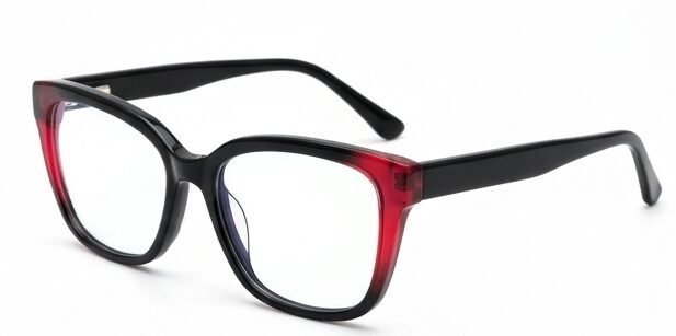 Armazón Oftálmico Rectangular Bicolor Negro y Rojo