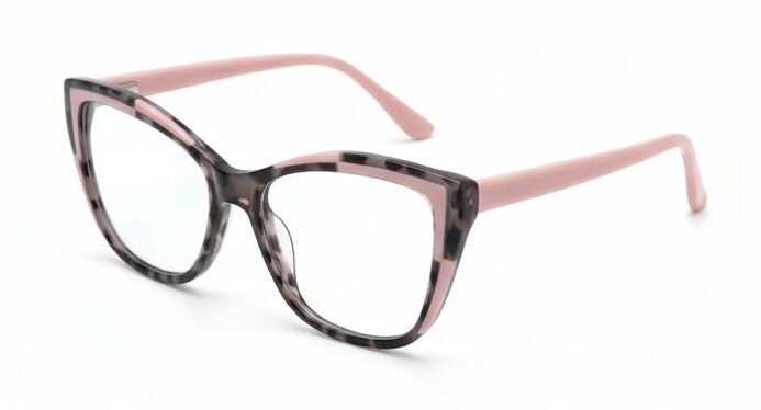 Armazón Oftálmico Cat-Eye Carey con Rosa Pastel