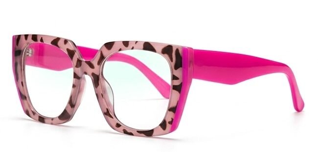 Armazón Oftálmico Cuadrado Estampado Leopardo y Fucsia