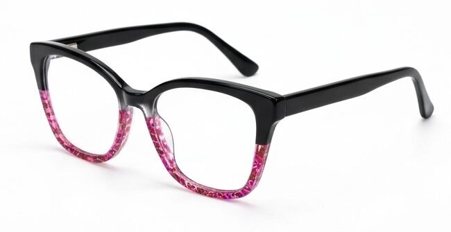 Armazón Oftálmico Cat-Eye Bicolor Negro y Rosa