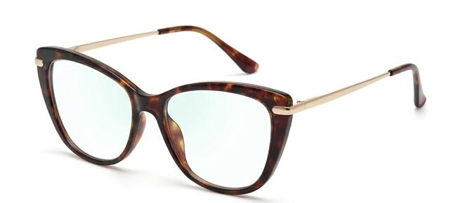 Armazón Oftálmico Cat-Eye Carey con Varilla Dorada